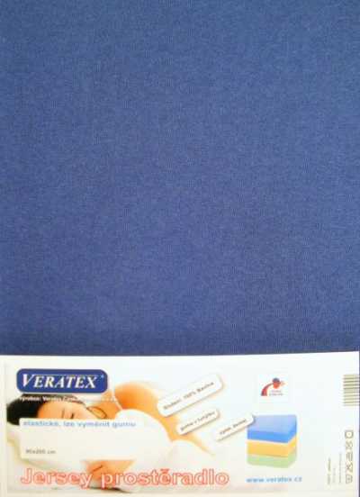 Bavlněné Jersey prostěradlo nám. modrá Veratex 180 g Bavlněné Jersey prostěradlo nám. modrá Veratex 180 g