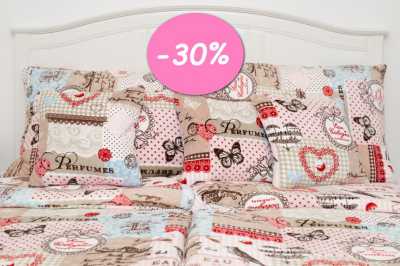 Povlečení mikroflanel Patchwork růžový Povlečení mikroflanel Patchwork růžový