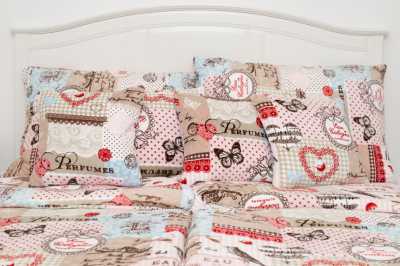 Povlečení mikroflanel Patchwork růžový Povlečení mikroflanel Patchwork růžový